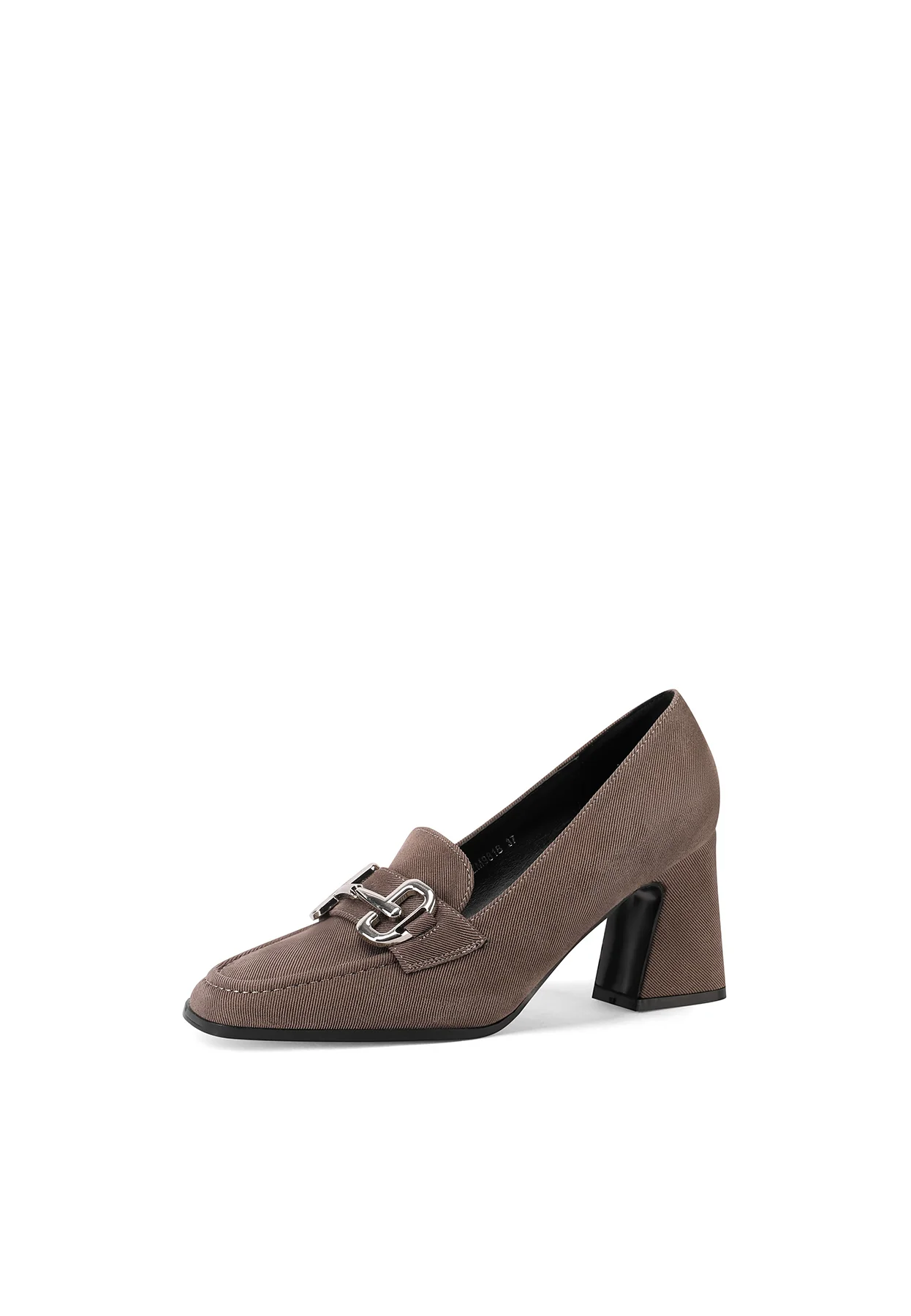 Décolleté mocassino nero con tacco svasato ZM9818 - Image 10
