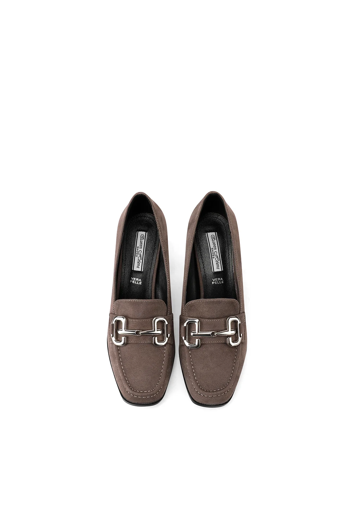 Décolleté mocassino nero con tacco svasato ZM9818 - Image 11