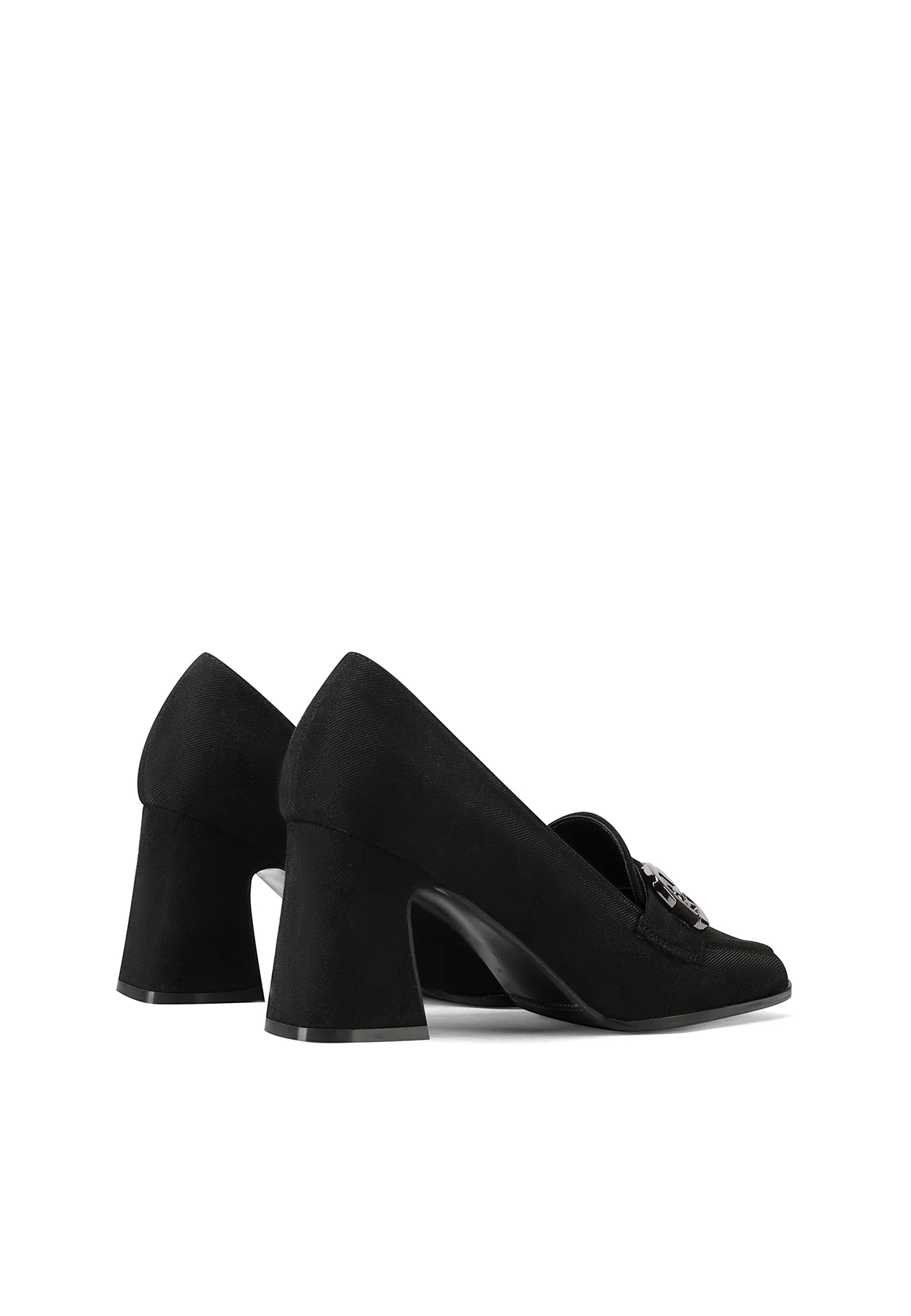 Décolleté mocassino nero con tacco svasato ZM9818 - Image 5