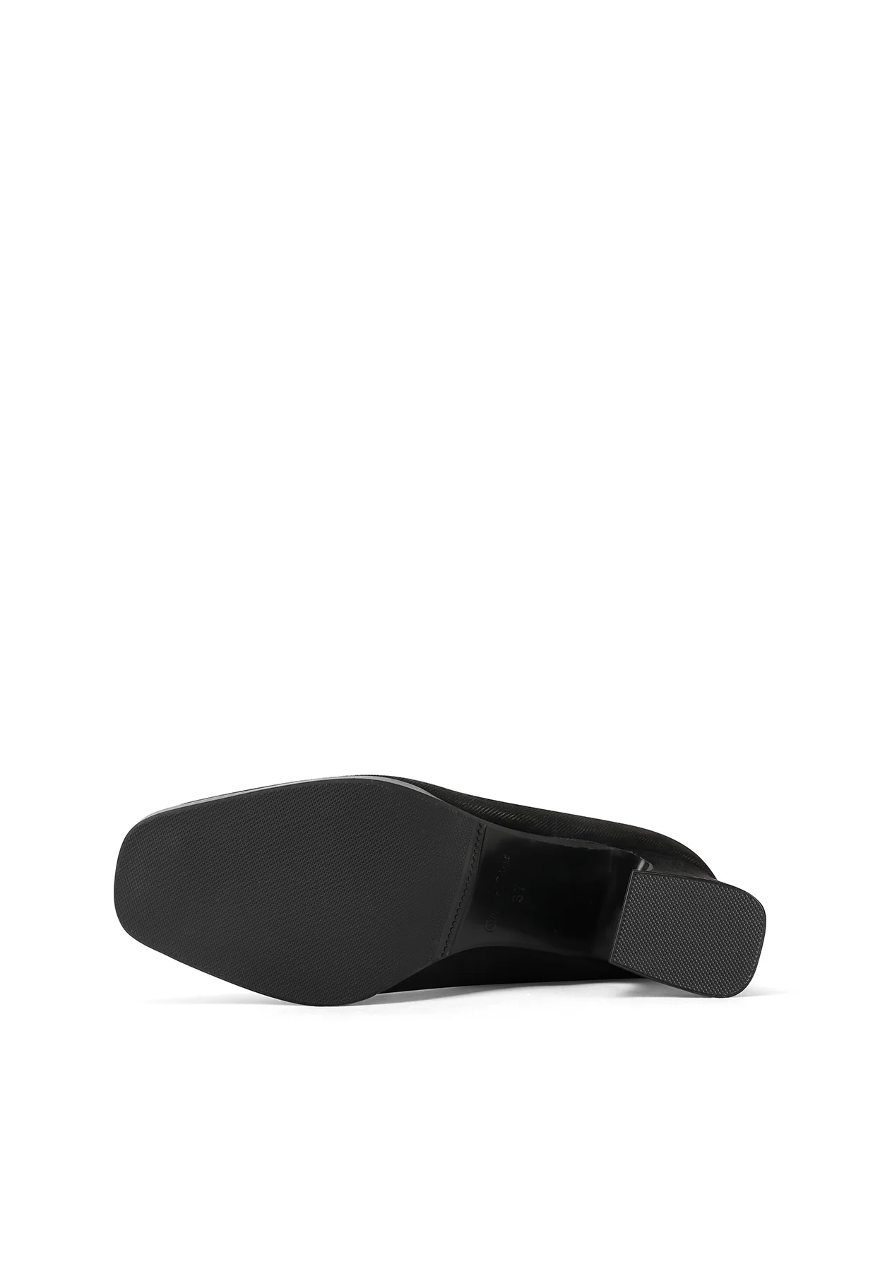 Décolleté mocassino nero con tacco svasato ZM9818 - Image 6