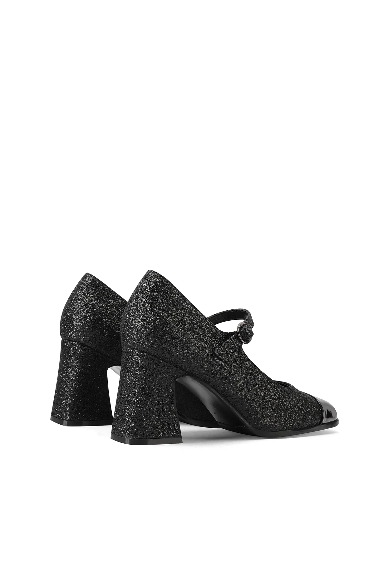 Decolletè Mary Jane glitter tacco largo e punta lucida ZM9821 - Image 5