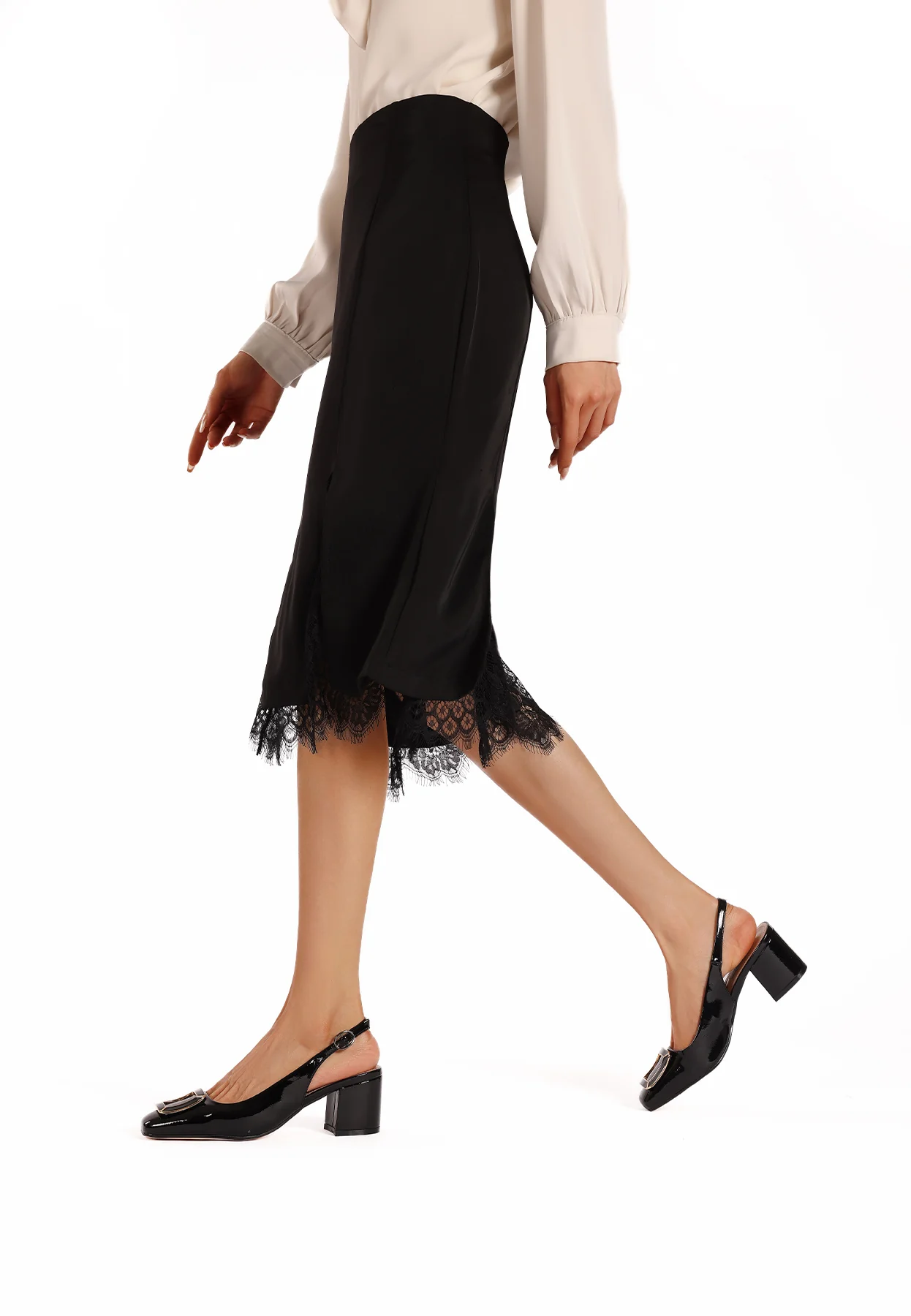 Decolletè Slingback lucida con maxi fibbia ZM9913 - Image 7