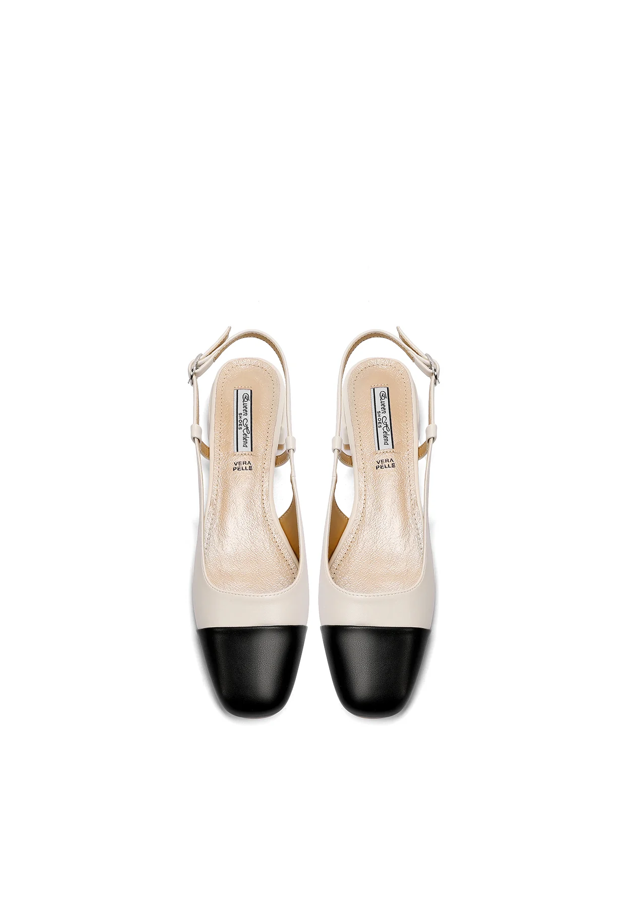 Decolletè Slingback bicolore a punta con tacco basso ZM9933 - Image 12