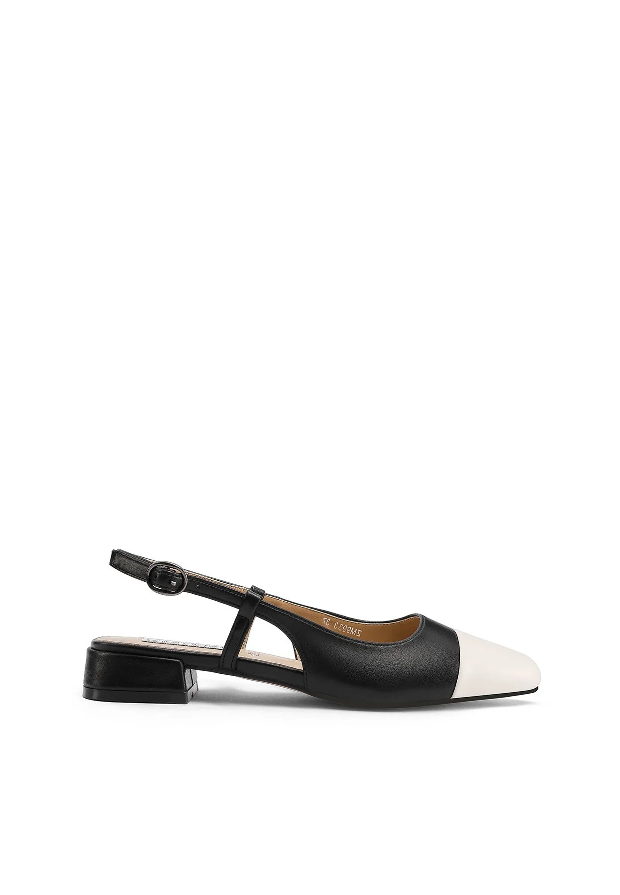 Decolletè Slingback bicolore a punta con tacco basso ZM9933 - Image 2