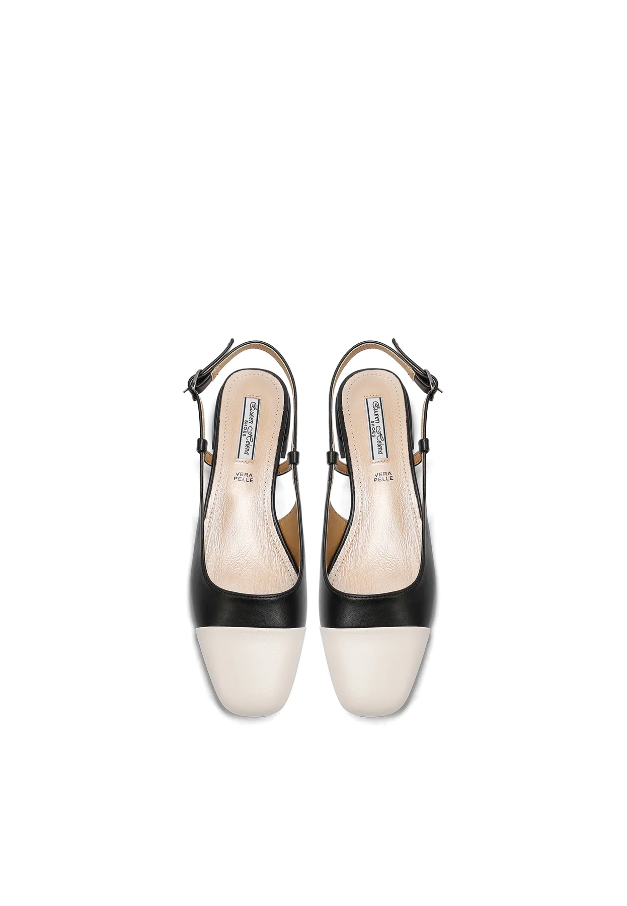 Decolletè Slingback bicolore a punta con tacco basso ZM9933 - Image 5