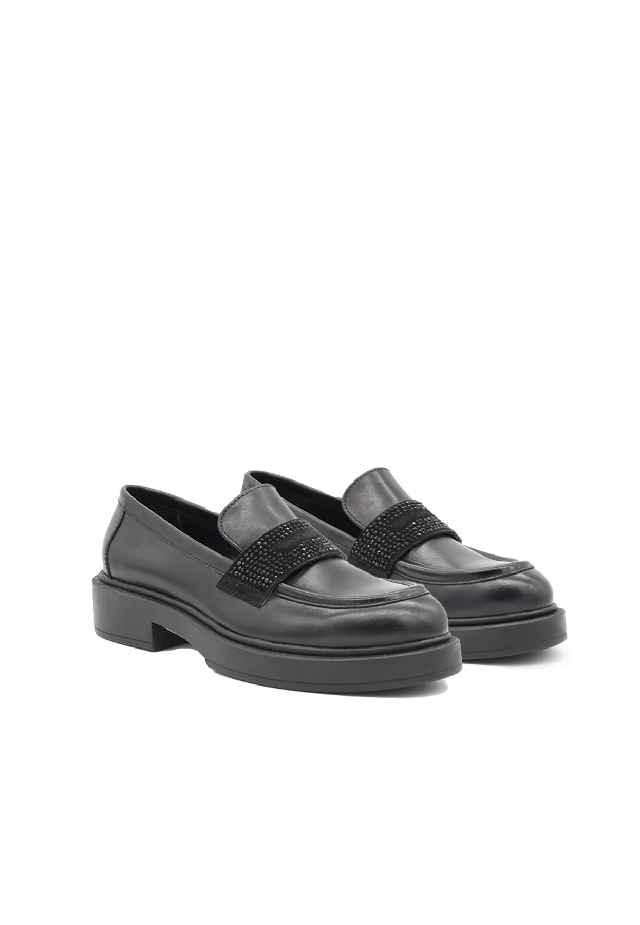 Mocassino nero con dettaglio luminoso e suola alta QH-23 L-414 - Image 6