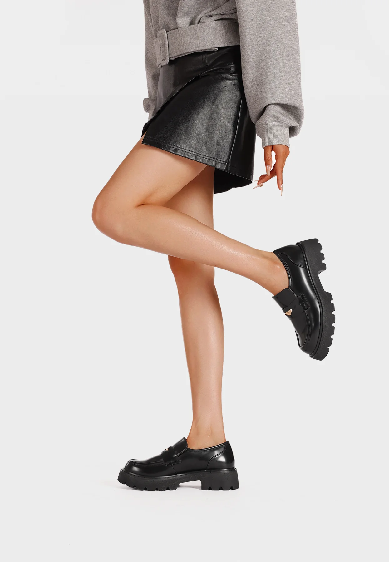 Mocassino nero chunky con suola alta X31-59 - Image 7