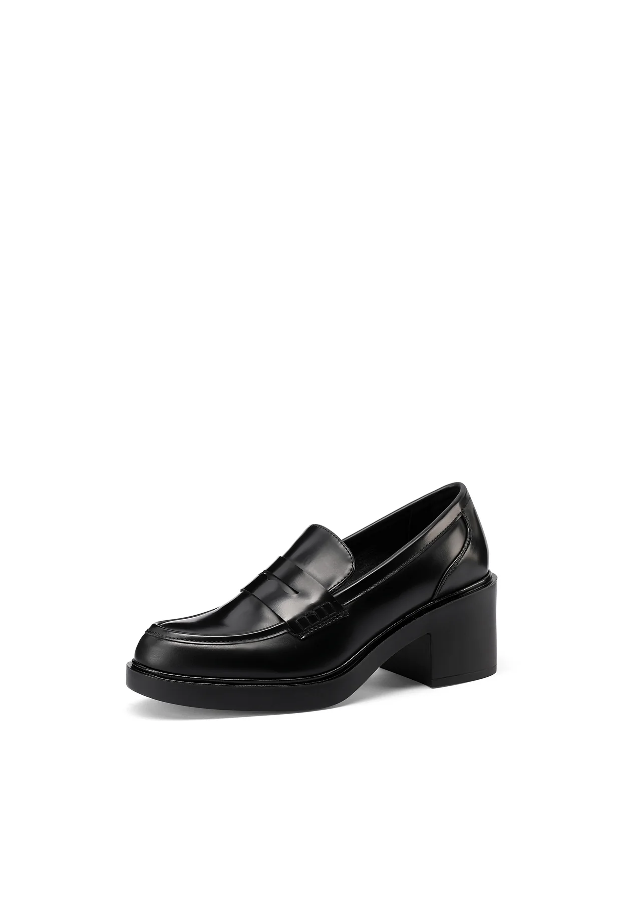Mocassino nero con tacco largo e design minimal X31-82 - Image 3