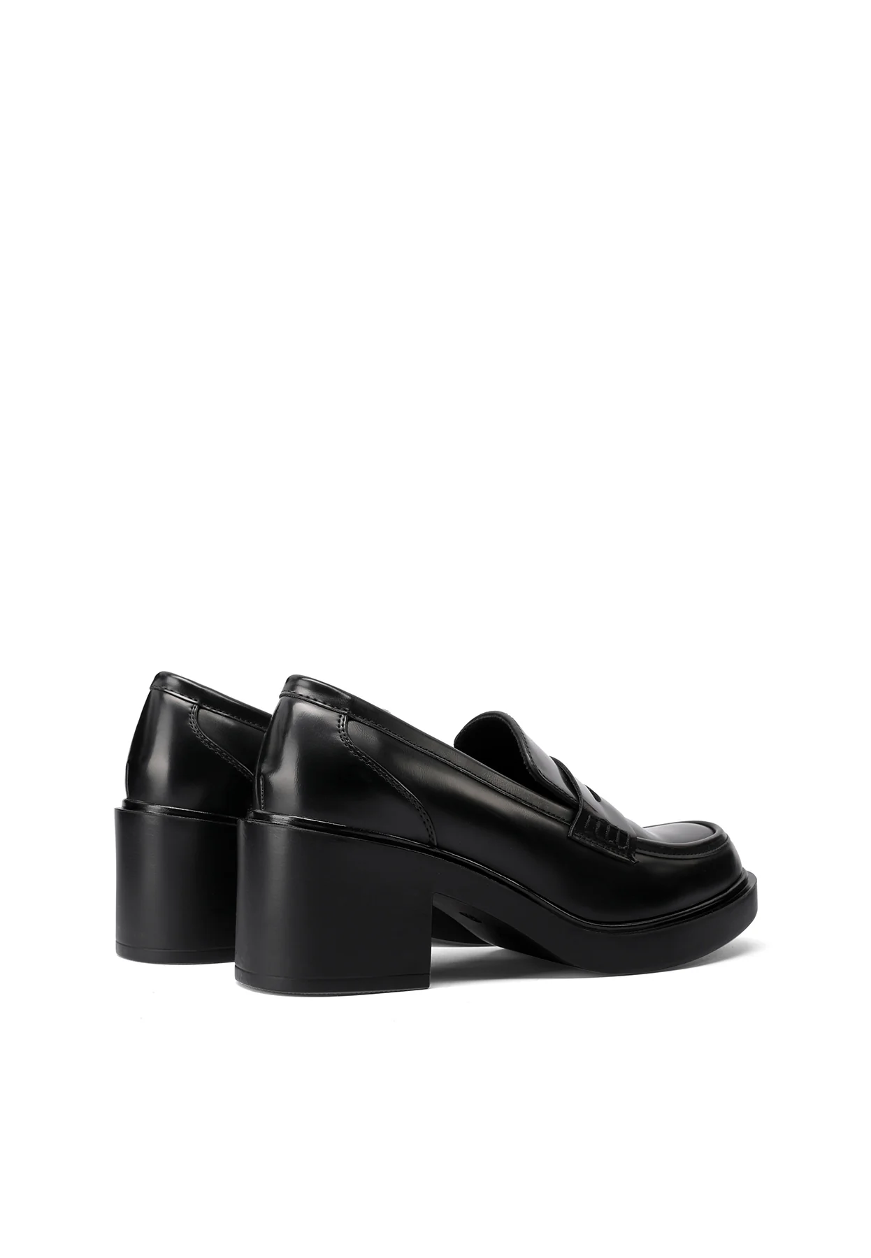 Mocassino nero con tacco largo e design minimal X31-82 - Image 4