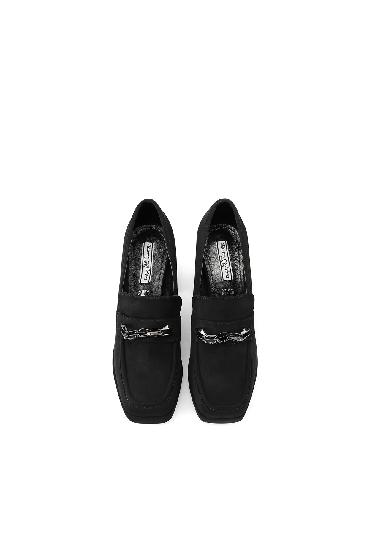 Mocassino nero con tacco alto e plateau ZM9824 - Image 4