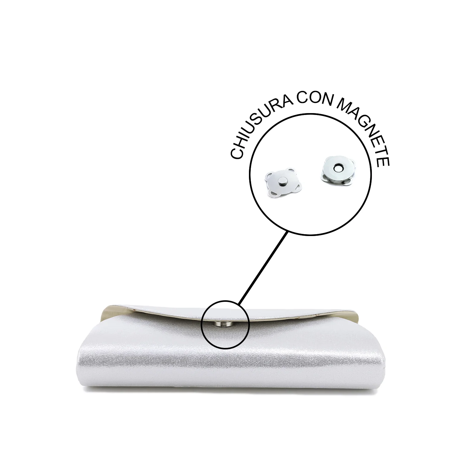 Pochette metallizzata elegante a busta con catena sottile S608 - Image 4