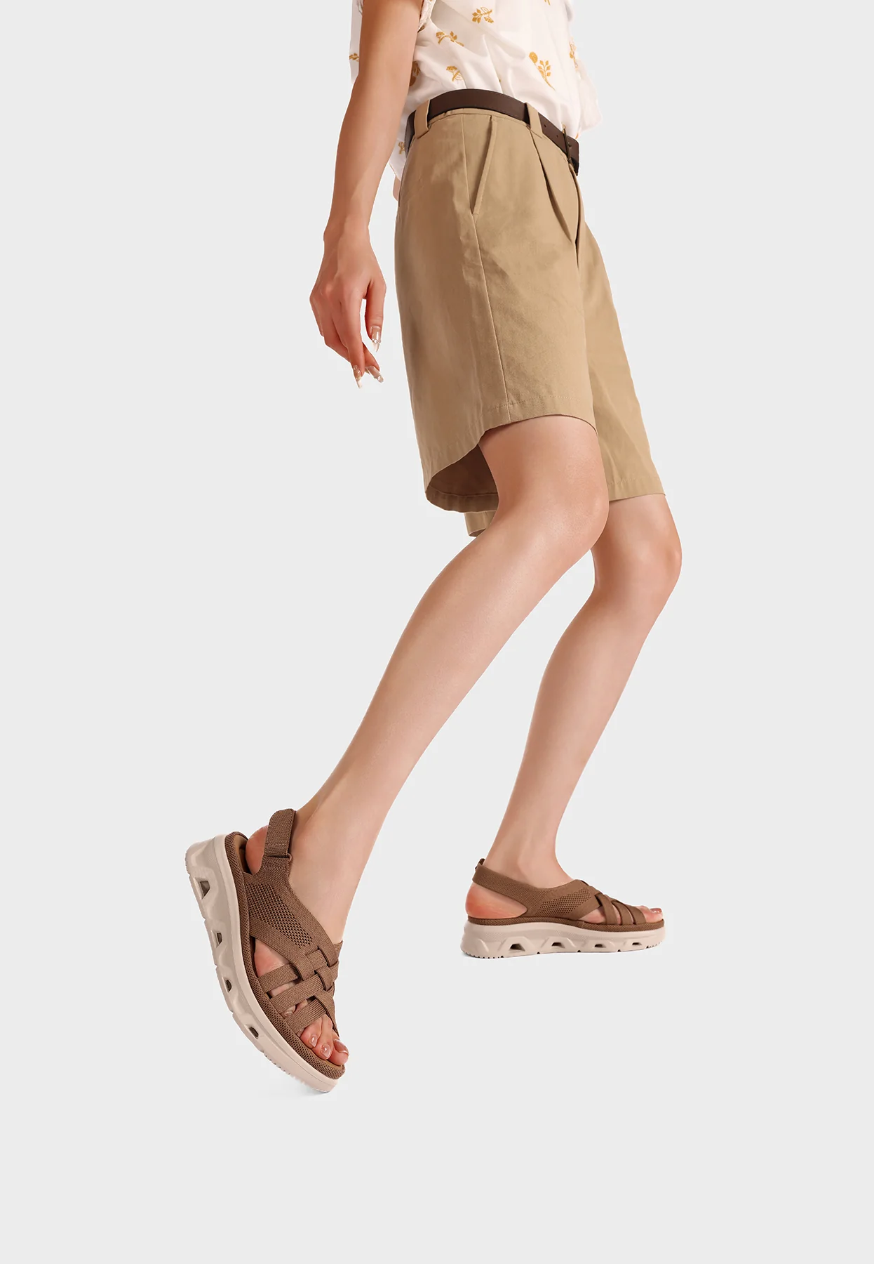 Sandali comfort traspiranti zeppa con fasce incrociate BZ520 - Image 9