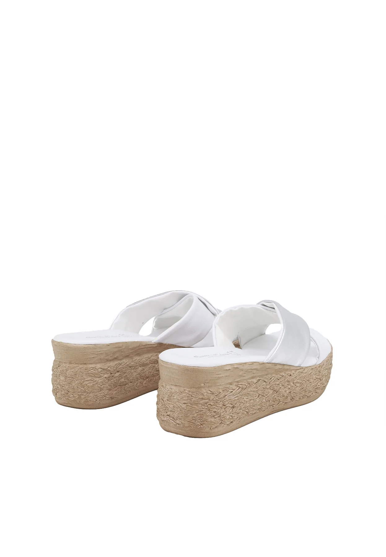 Ciabatte platform in vera pelle con suola effetto paglia 3322-3156 - Image 11