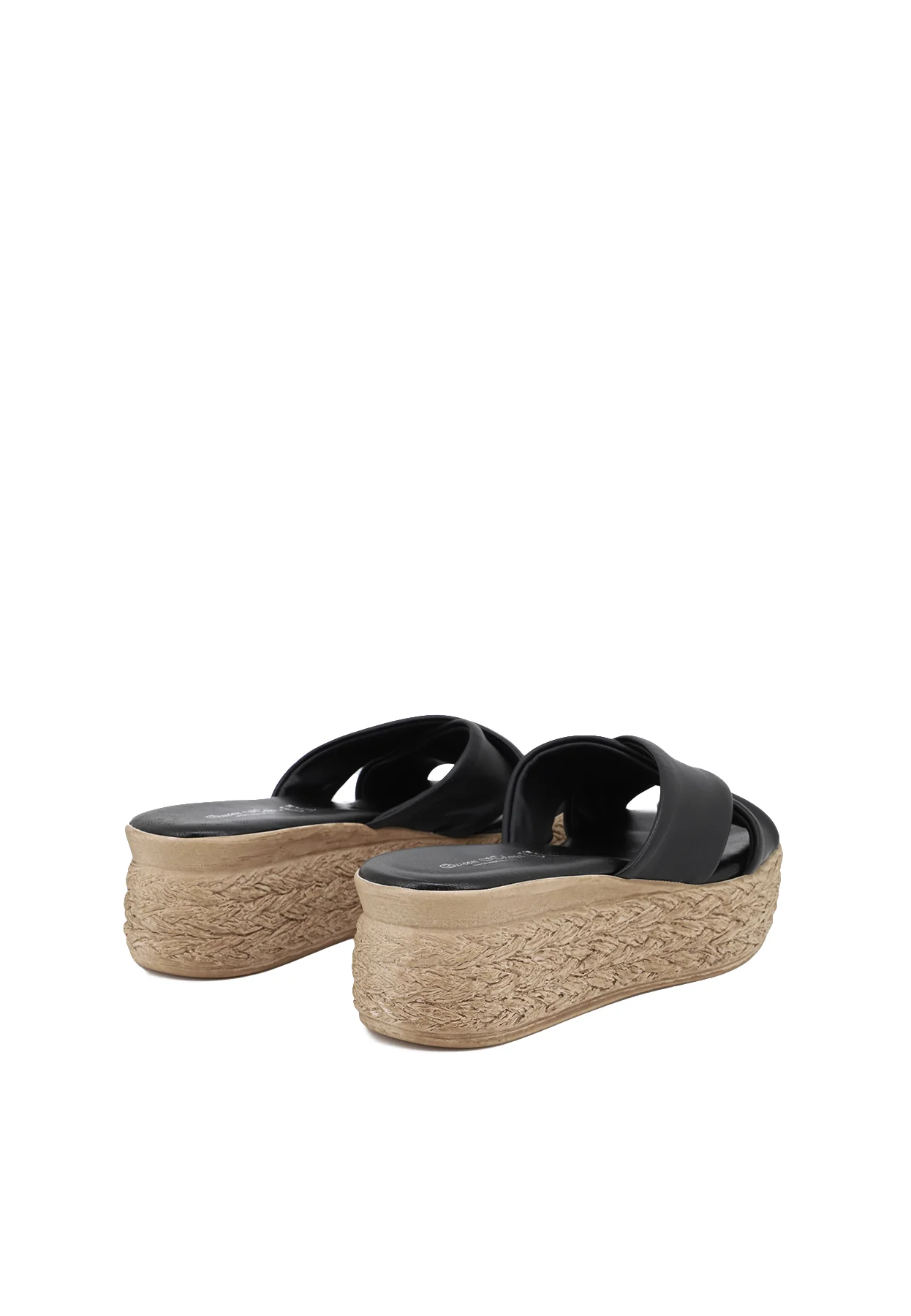 Ciabatte platform in vera pelle con suola effetto paglia 3322-3156 - Image 3