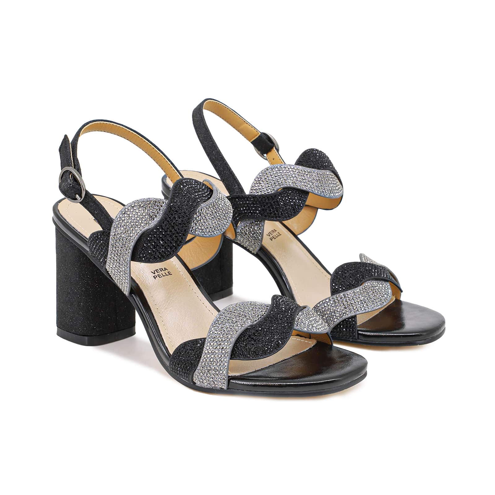 Sandali gioiello argento con strass e tacco largo ZM9010 - Image 13