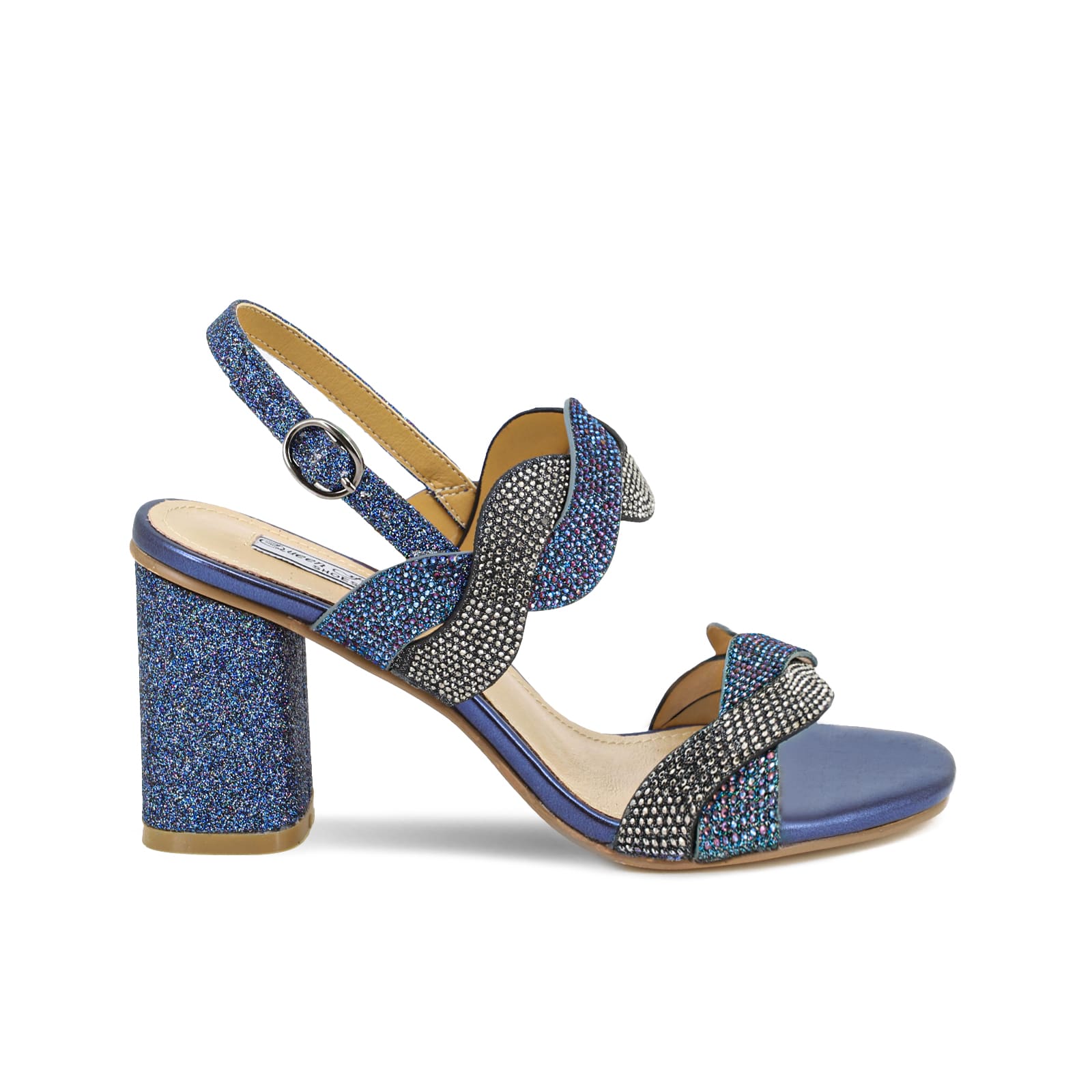 Sandali gioiello argento con strass e tacco largo ZM9010 - Image 8