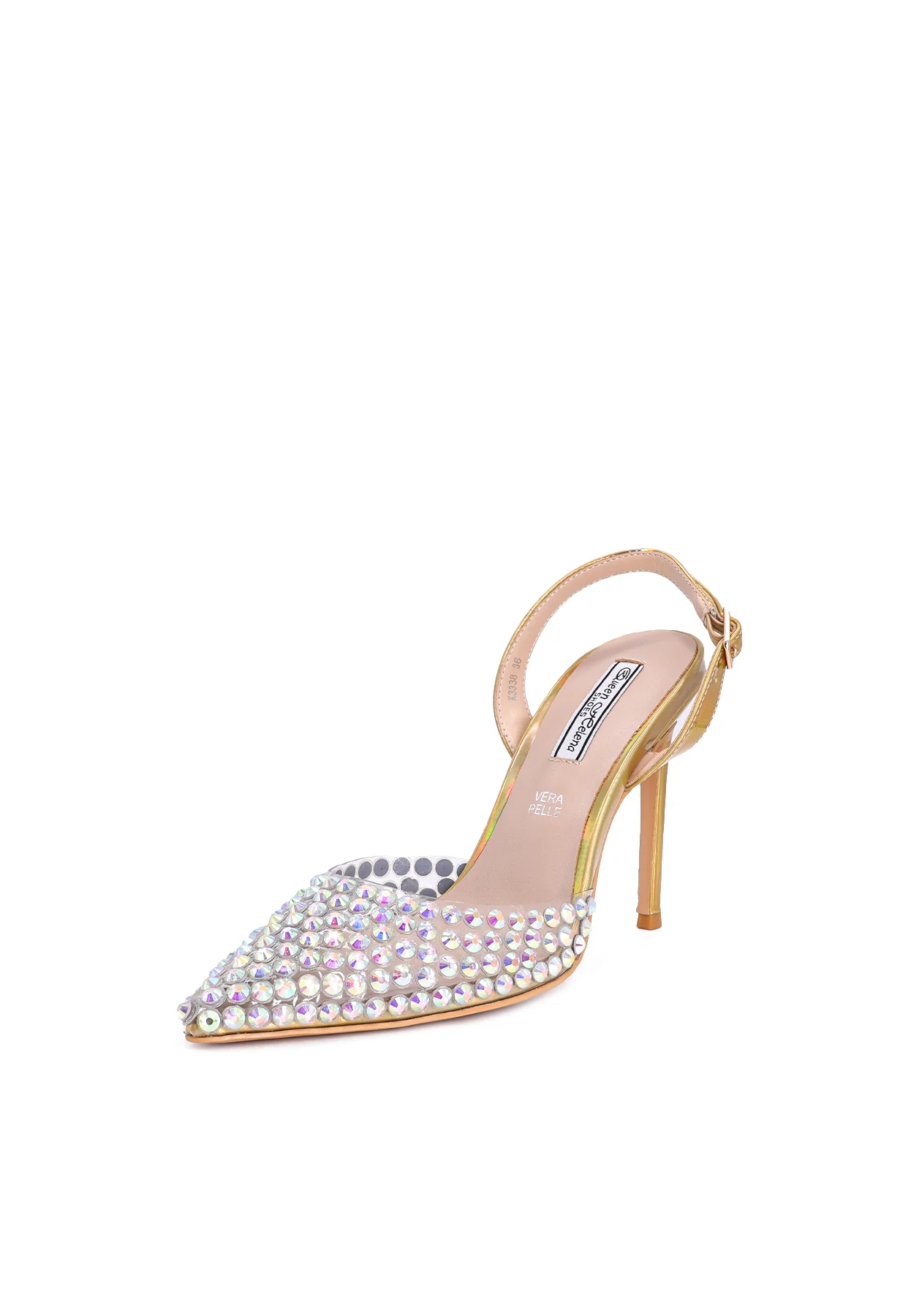 Decollete Slingback a punta con strass e tacco alto K3338 - Image 2