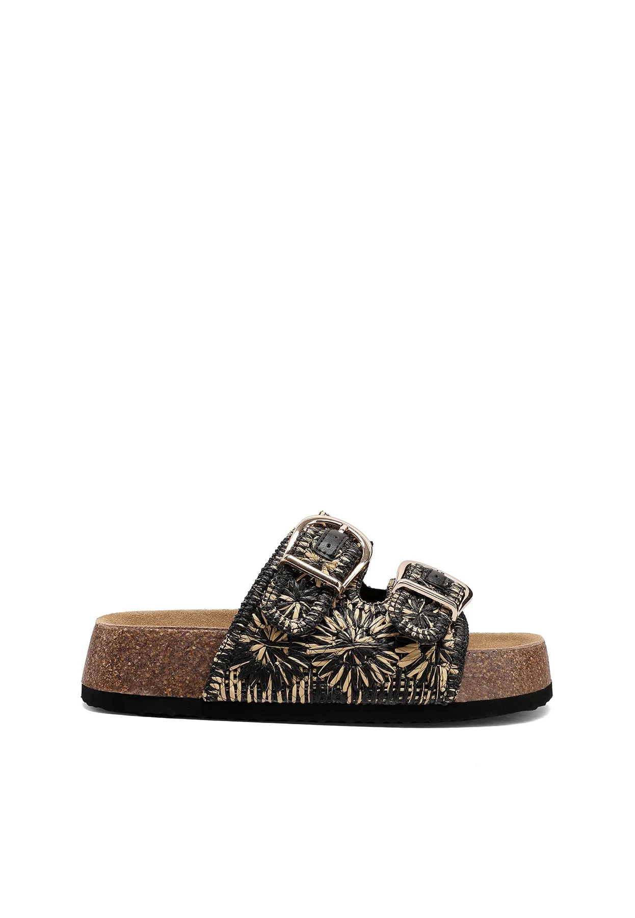 Ciabatte donna rafia con fibbie doppie e platform alto X34-114 - Image 10