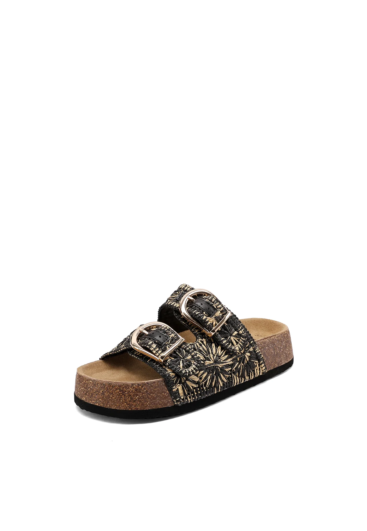 Ciabatte donna rafia con fibbie doppie e platform alto X34-114 - Image 11