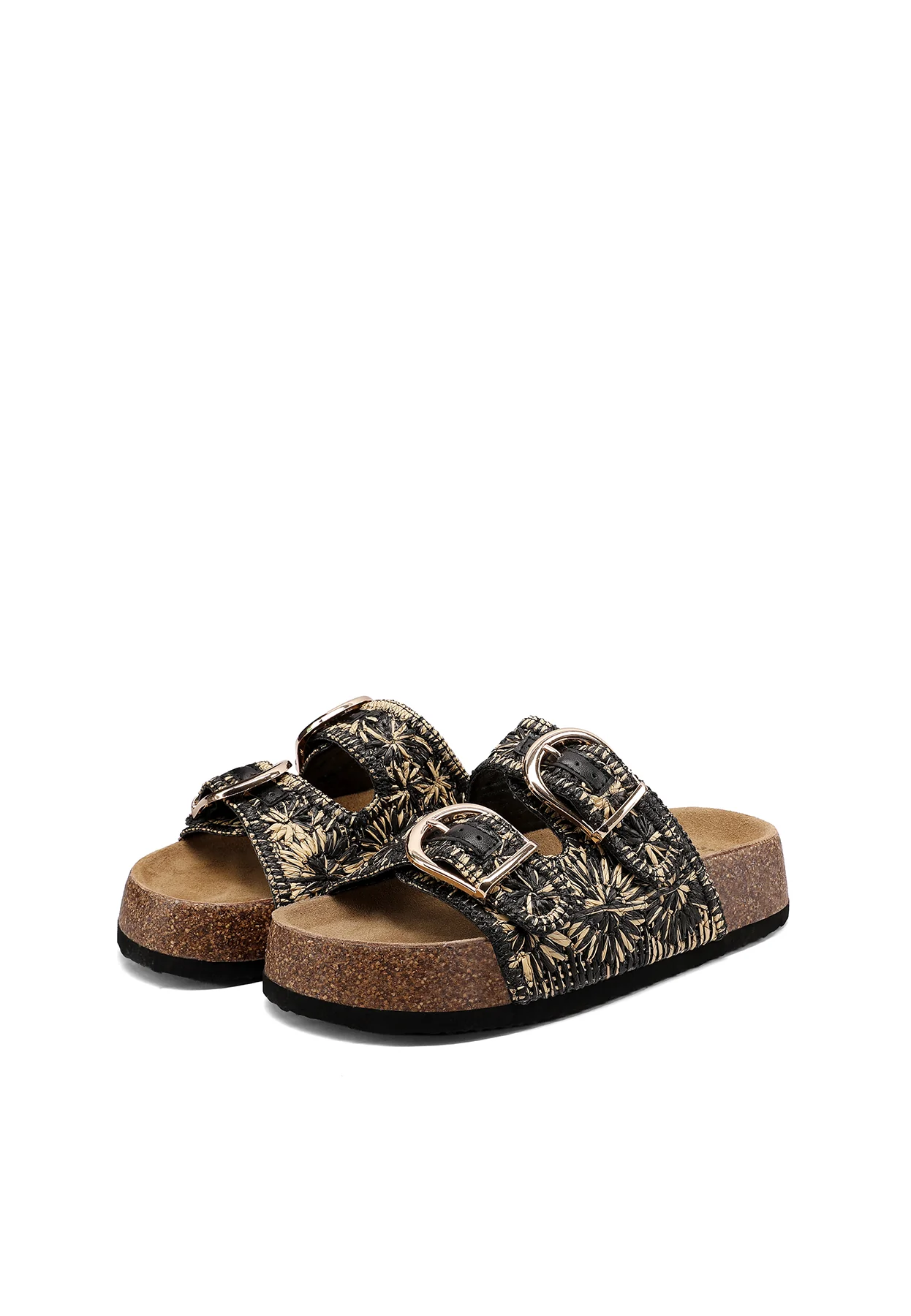 Ciabatte donna rafia con fibbie doppie e platform alto X34-114 - Image 12