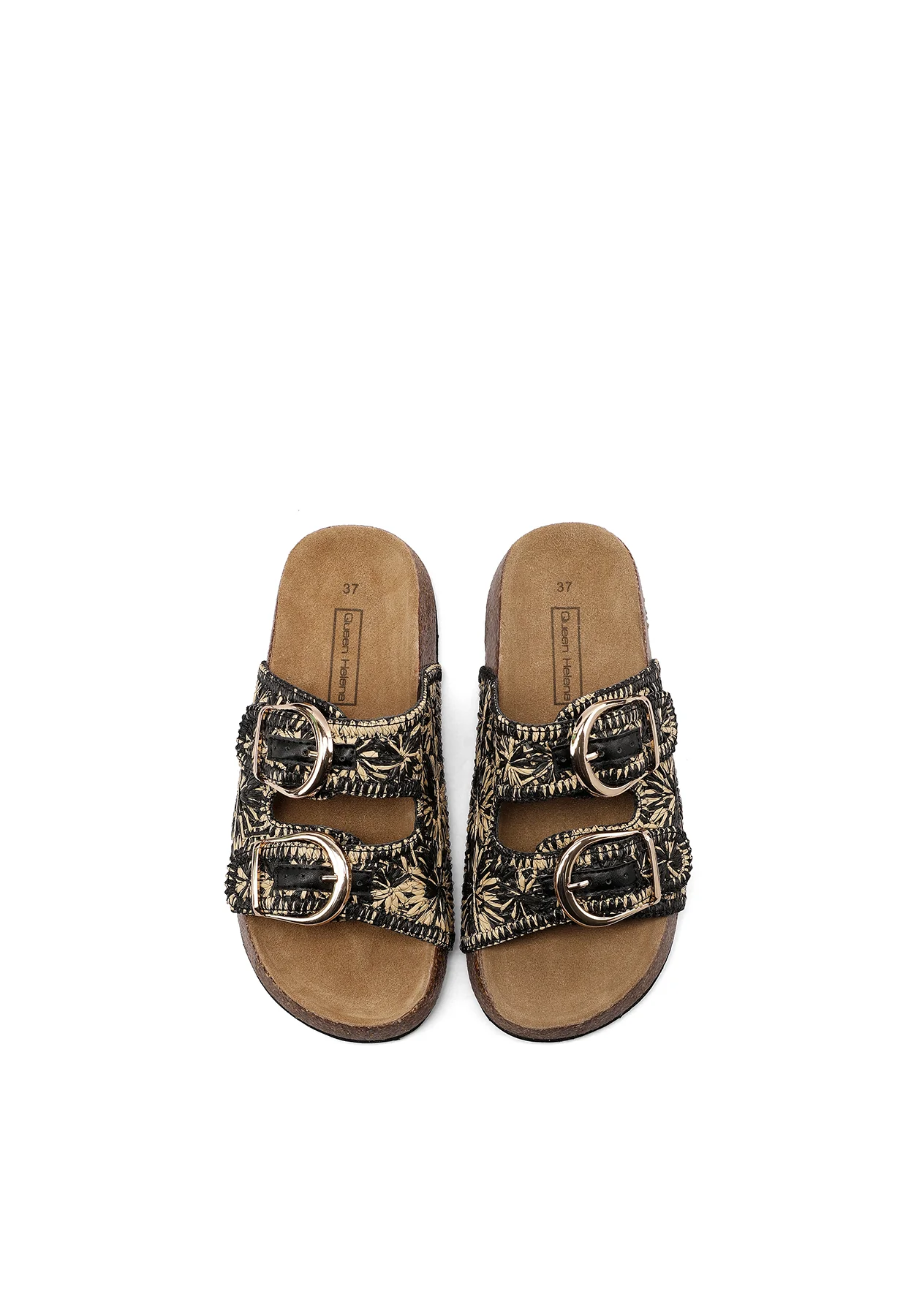 Ciabatte donna rafia con fibbie doppie e platform alto X34-114 - Image 14