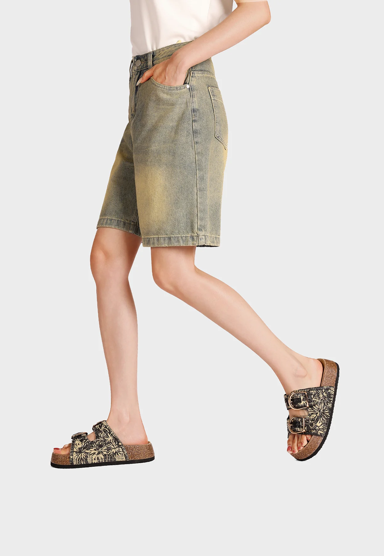 Ciabatte donna rafia con fibbie doppie e platform alto X34-114 - Image 16