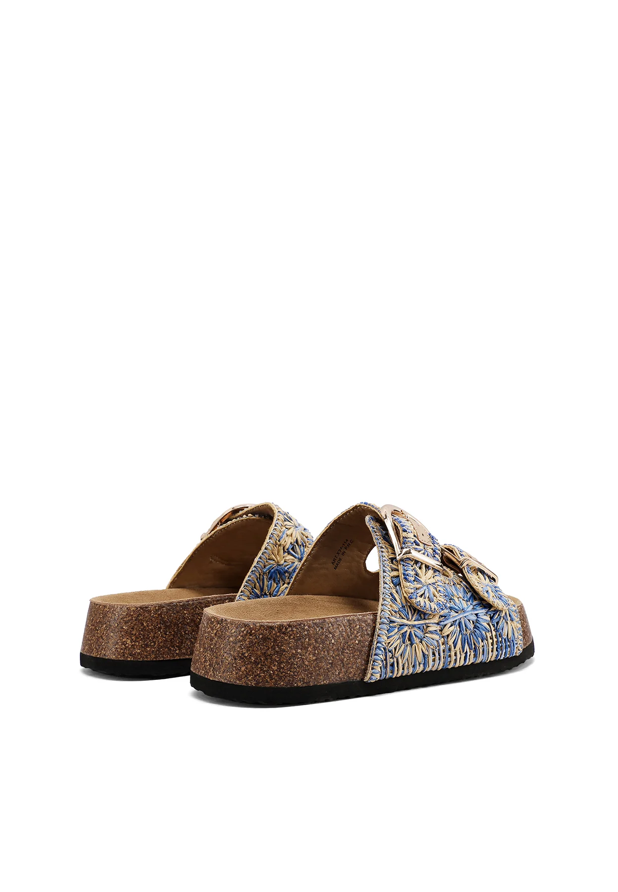 Ciabatte donna rafia con fibbie doppie e platform alto X34-114 - Image 5