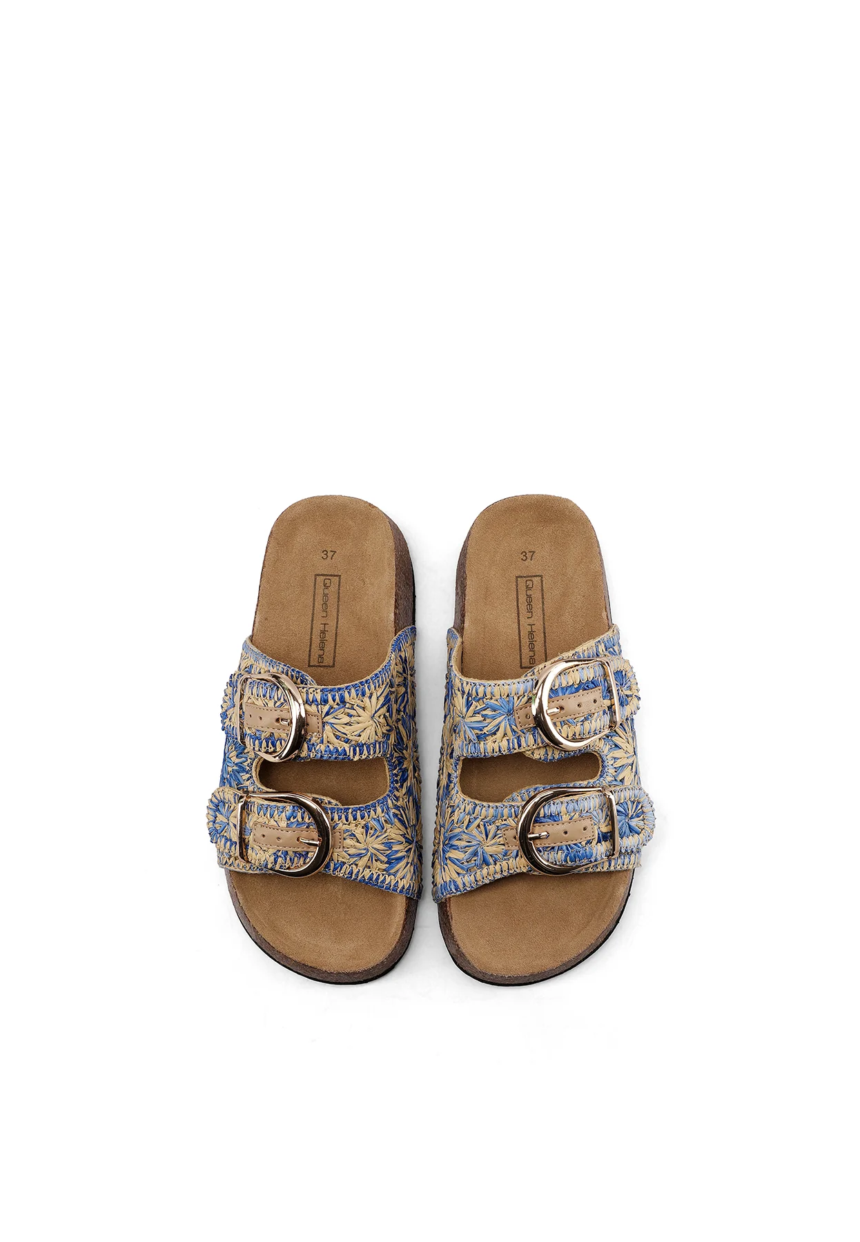 Ciabatte donna rafia con fibbie doppie e platform alto X34-114 - Image 6