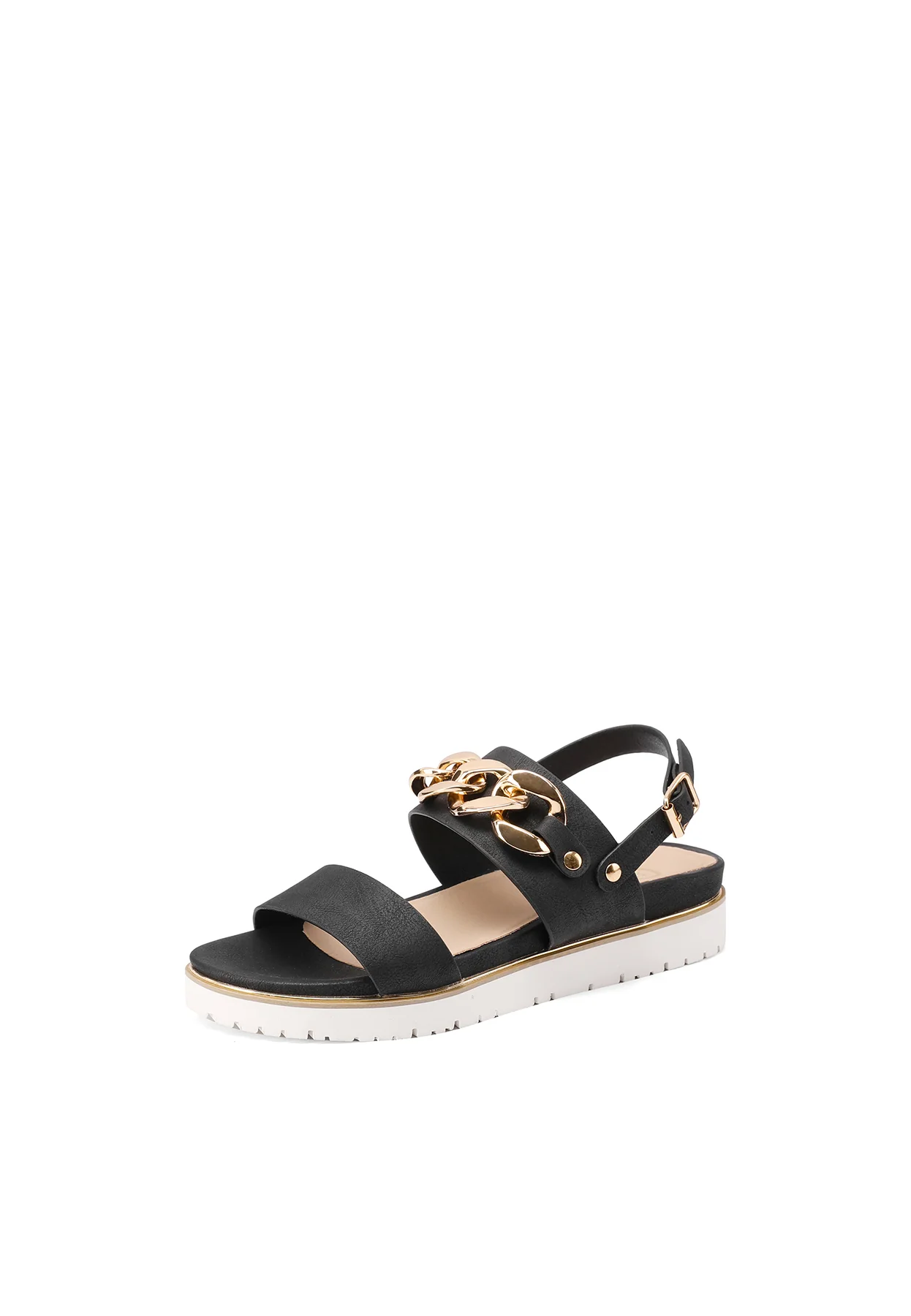 Sandali platform neri con catena oro Y6008 - Image 3