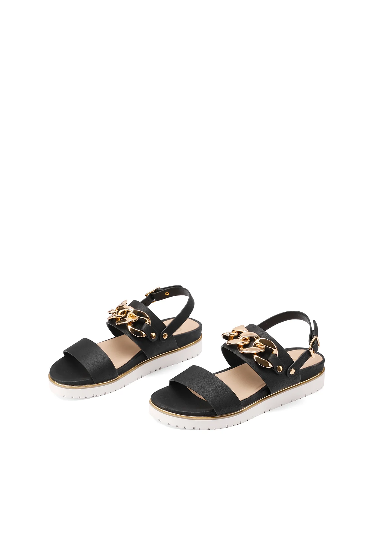 Sandali platform neri con catena oro Y6008 - Image 4