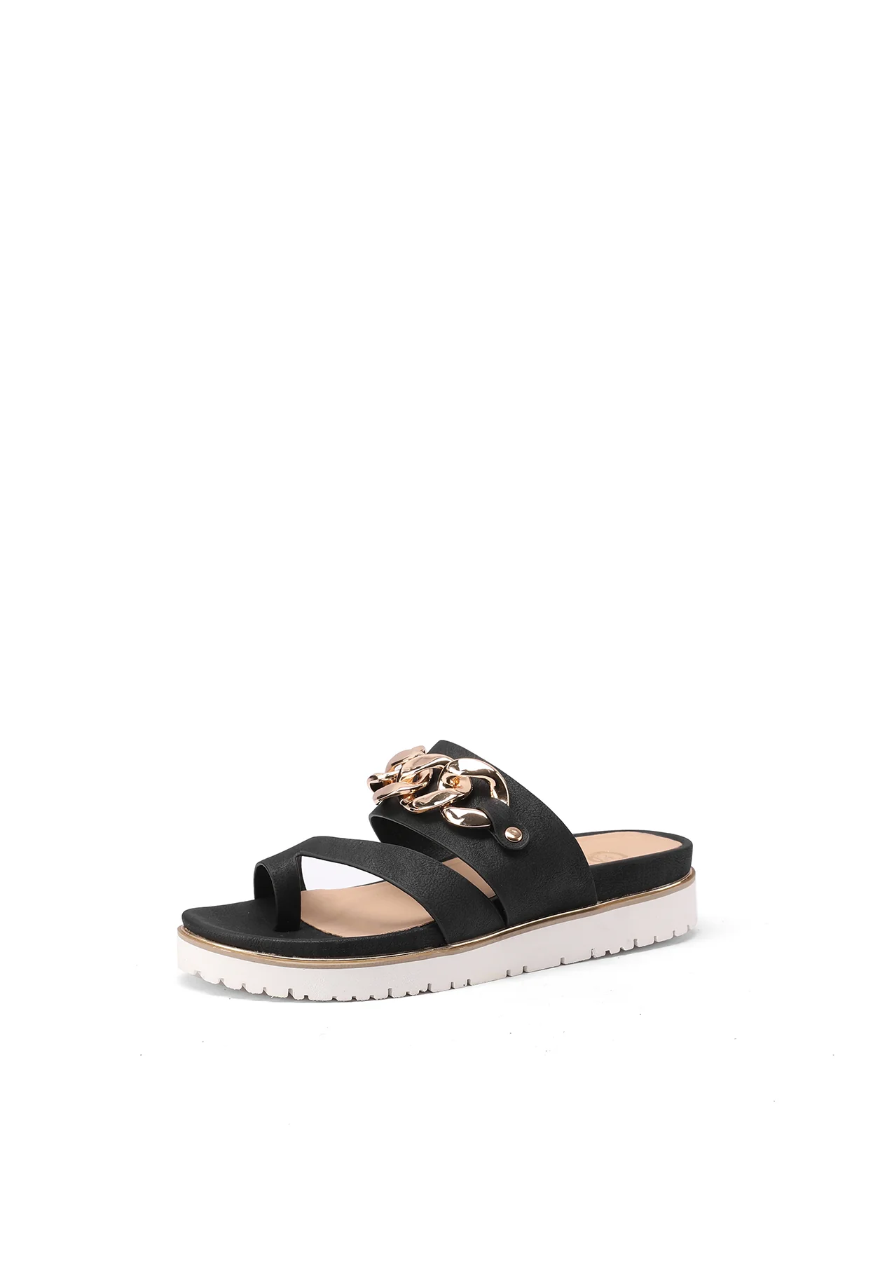 Sandali ciabatte platform nere con catena oro Y6009 - Image 3