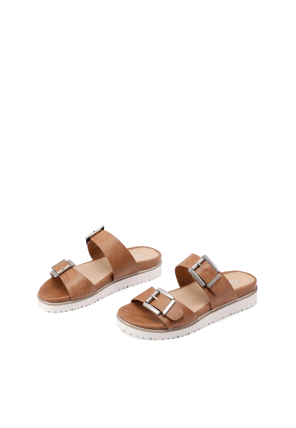 Sandali ciabatte platform bianche con fibbie argento Y6010 - Image 11