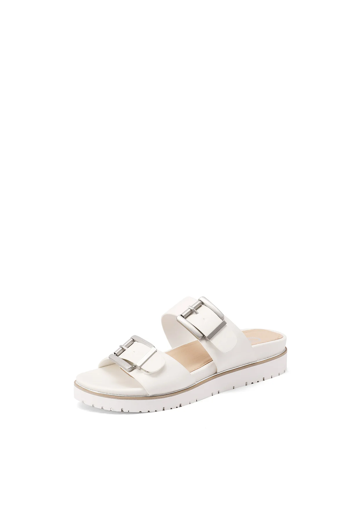 Sandali ciabatte platform bianche con fibbie argento Y6010 - Image 3