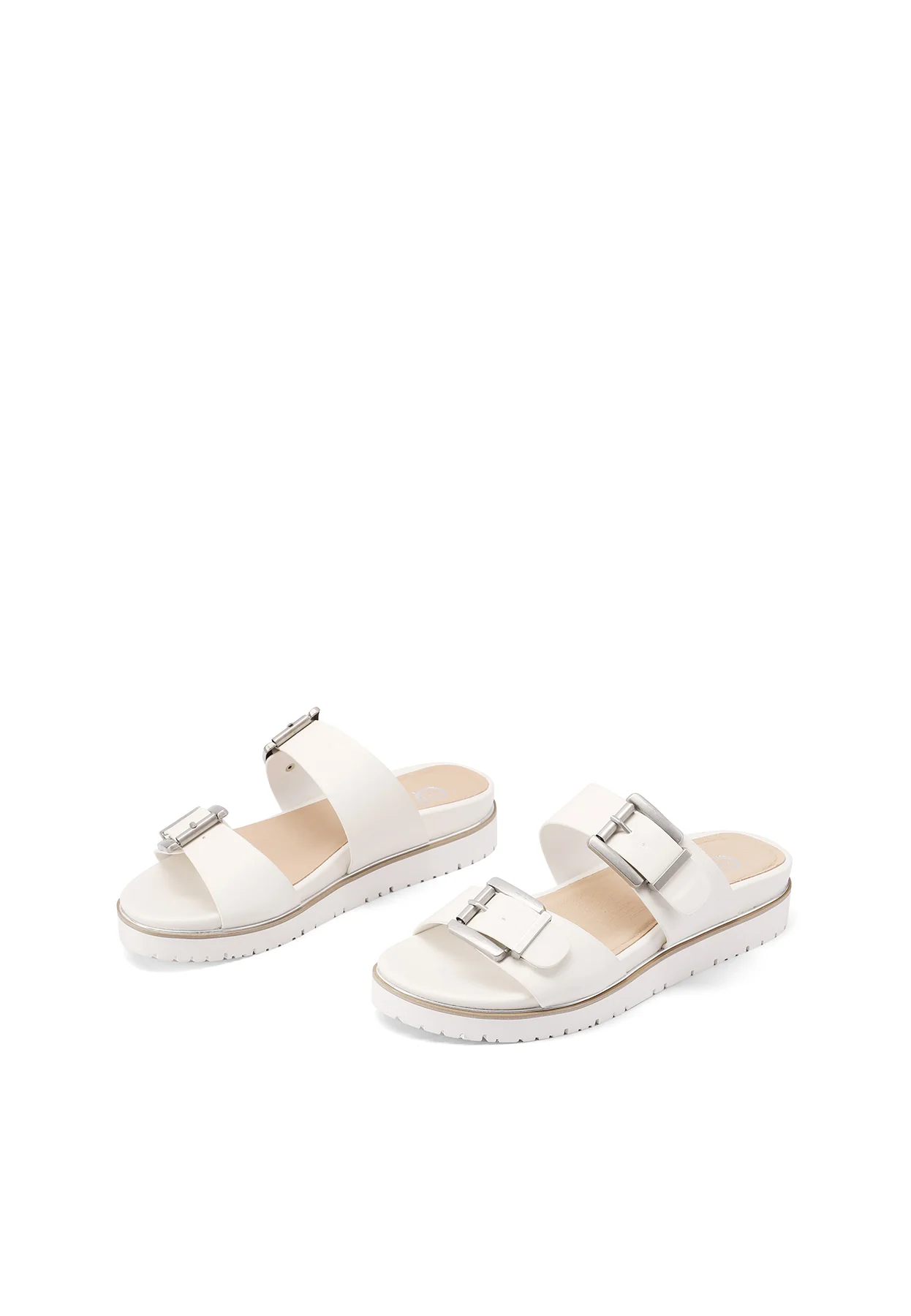 Sandali ciabatte platform bianche con fibbie argento Y6010 - Image 4