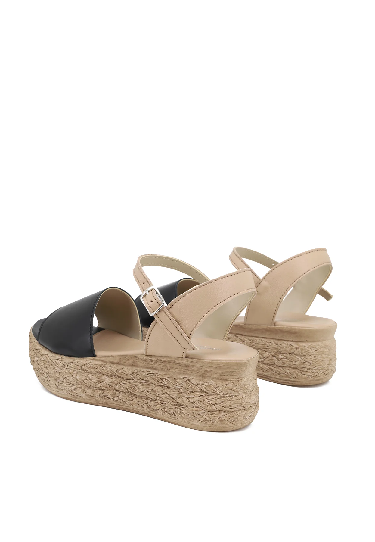 Sandali platform in vera pelle con suola effetto paglia 31850-3156 - Image 3