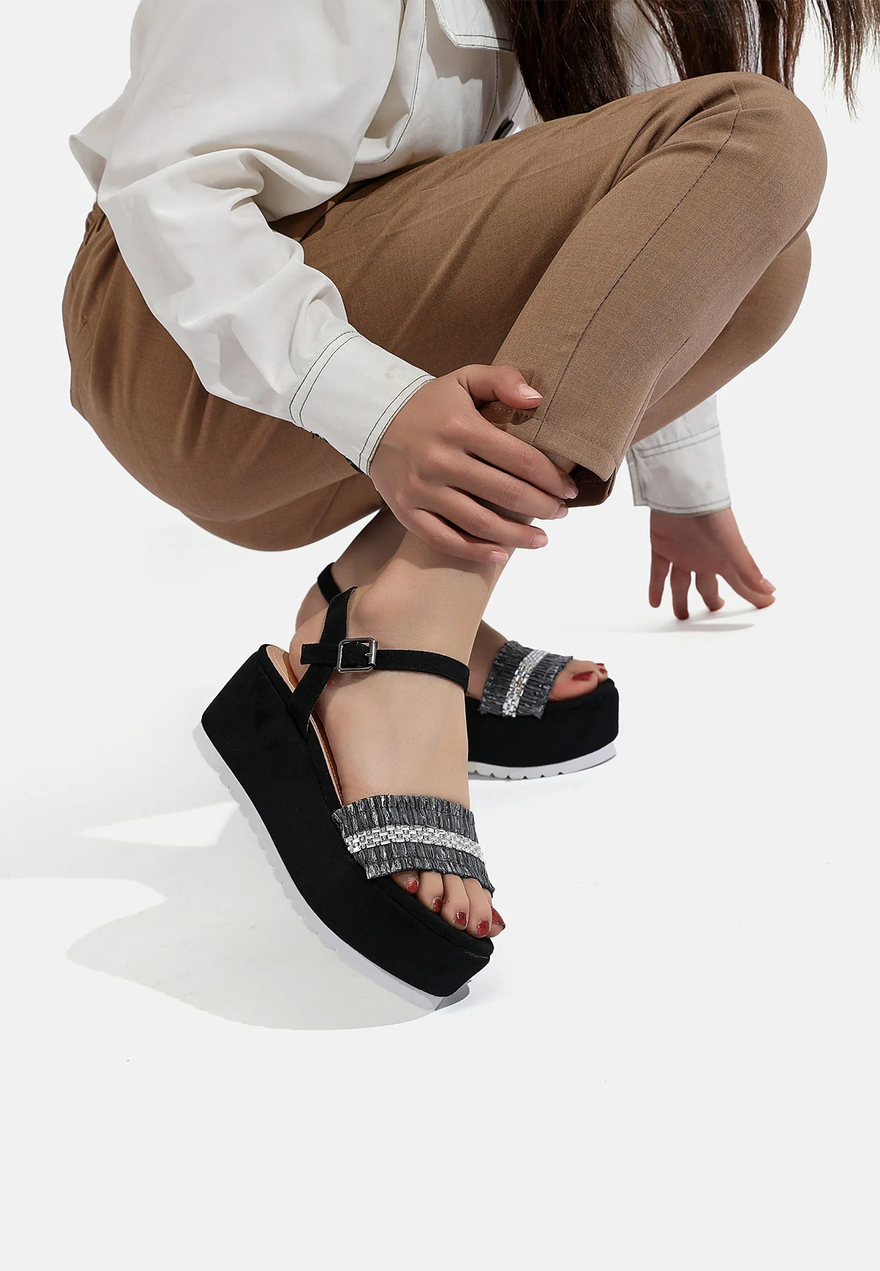 Sandali platform con fascia gioiello ZM9427 - Image 7