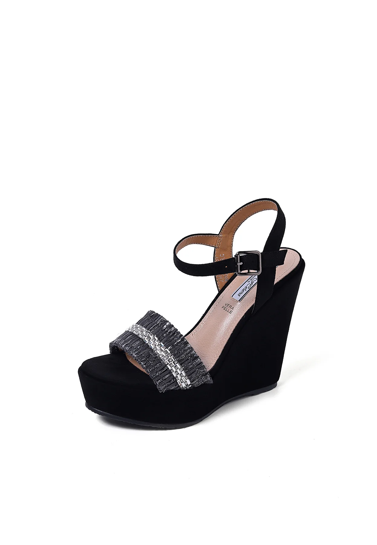 Sandali donna con zeppa alta e fascia decorata ZM9428 - Image 11
