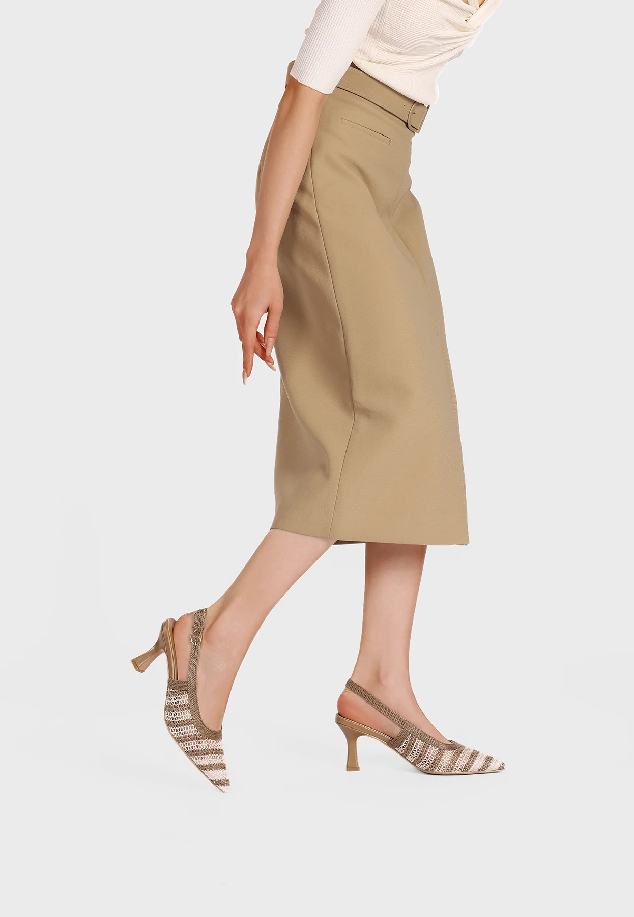 Décolleté slingback a punta con lavorazione intrecciata ZM11013 - Image 16