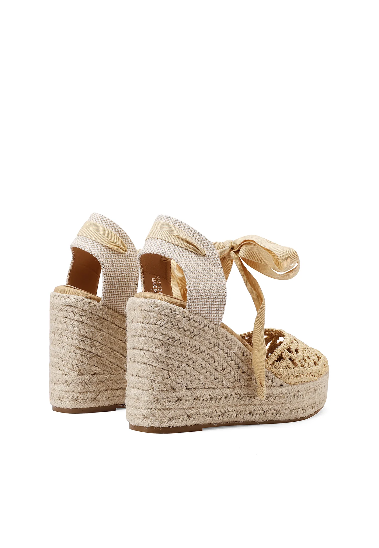 Sandali donna con zeppa in corda e lacci ZM11049 - Image 13
