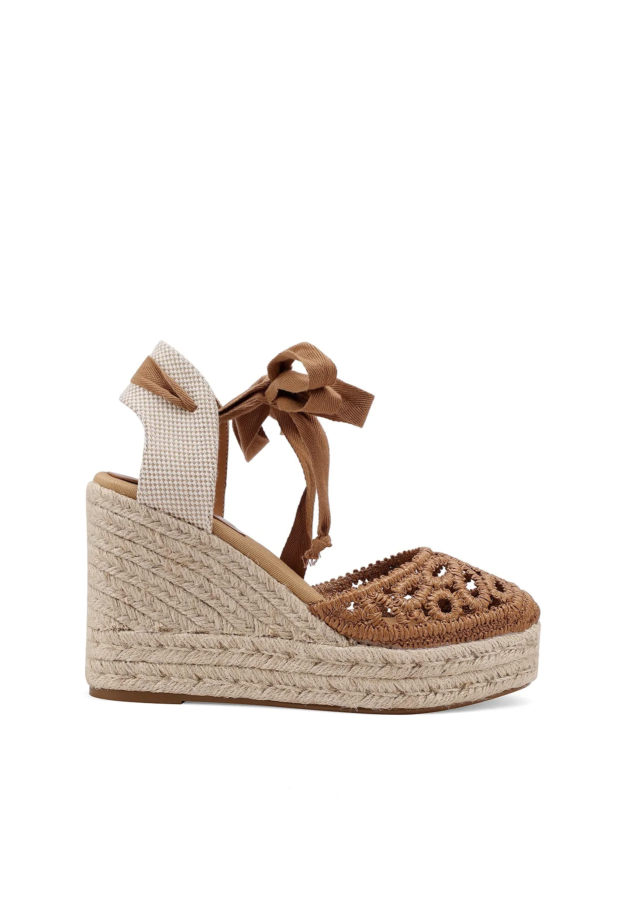 Sandali donna con zeppa in corda e lacci ZM11049 - Image 2