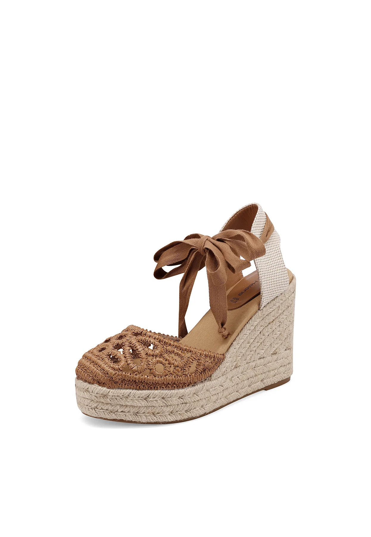 Sandali donna con zeppa in corda e lacci ZM11049 - Image 3