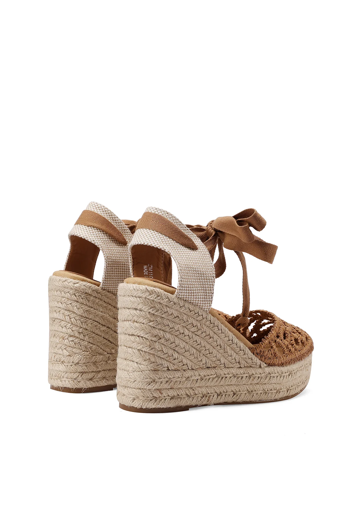 Sandali donna con zeppa in corda e lacci ZM11049 - Image 5