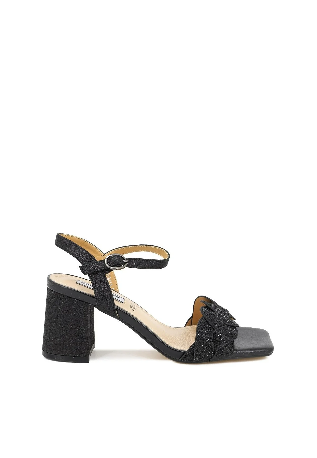 Sandali donna con intreccio strass e tacco largo ZM9413