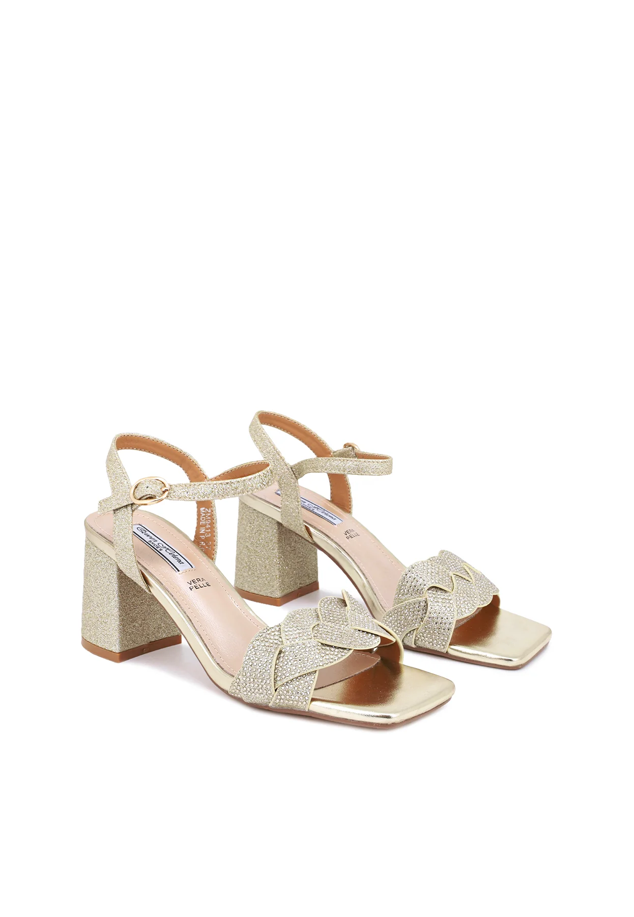 Sandali donna con intreccio strass e tacco largo ZM9413 - Image 18
