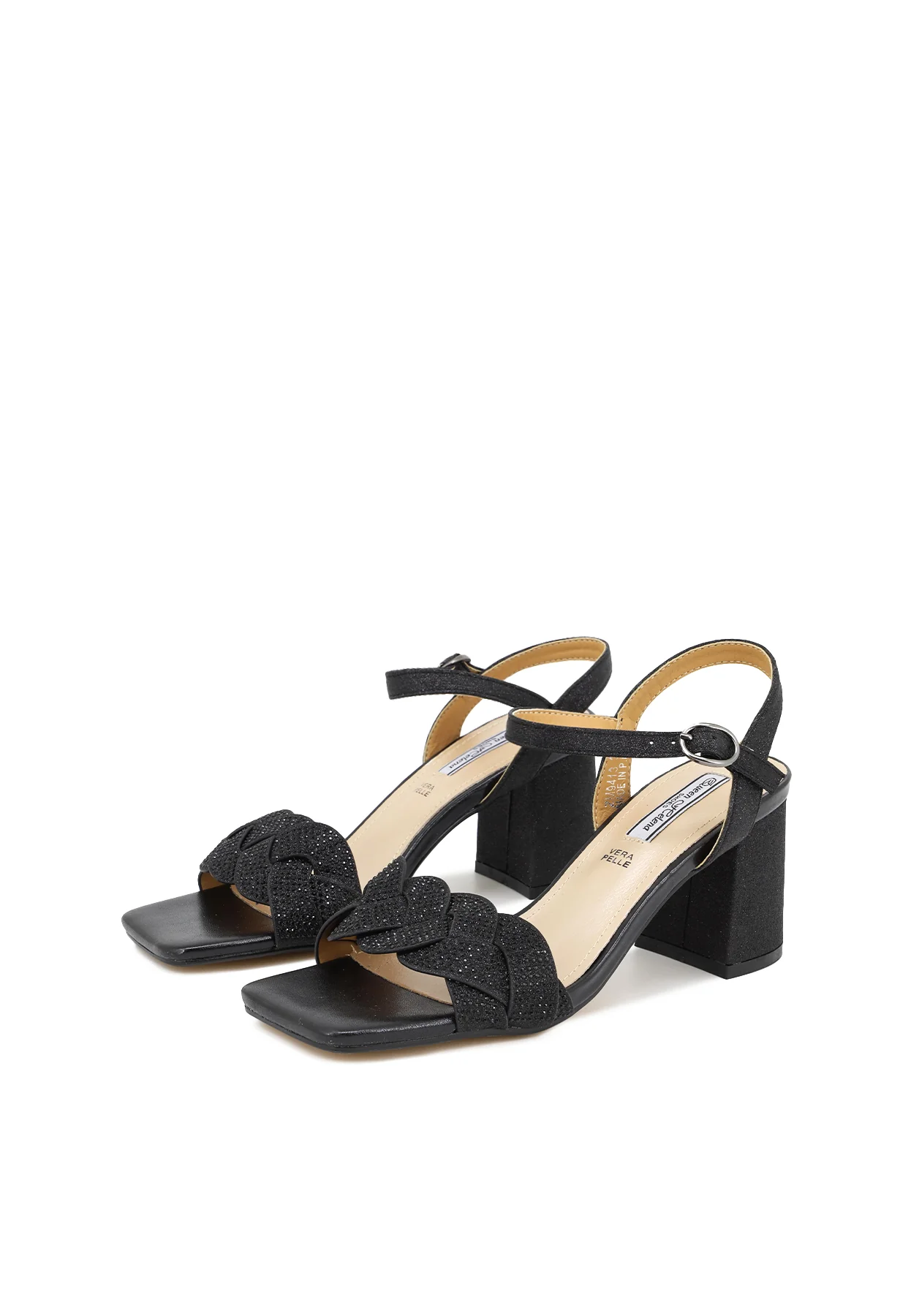 Sandali donna con intreccio strass e tacco largo ZM9413 - Image 4