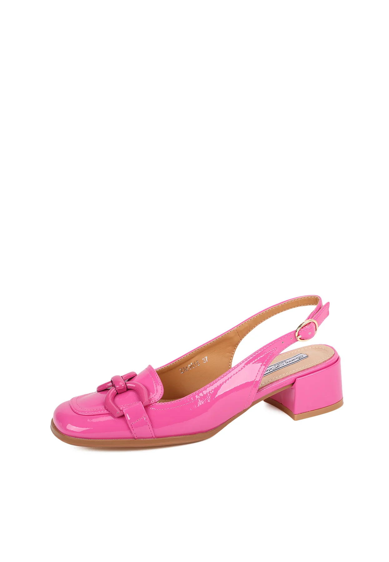 Décolleté slingback lucide con morsetto e tacco basso ZM9618 - Image 3