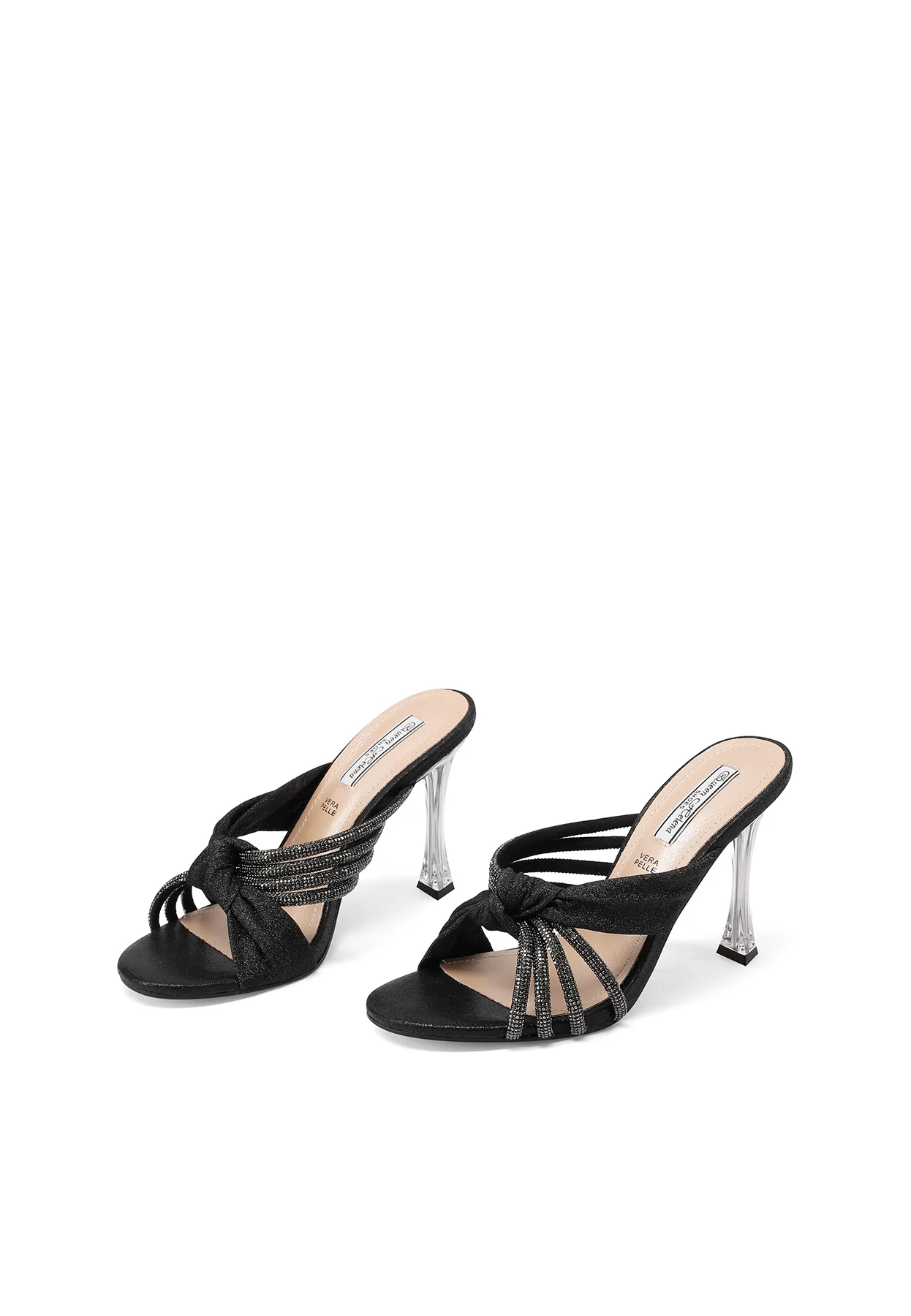 Sandali mule eleganti con strass e tacco trasparente ZM9634 - Image 4