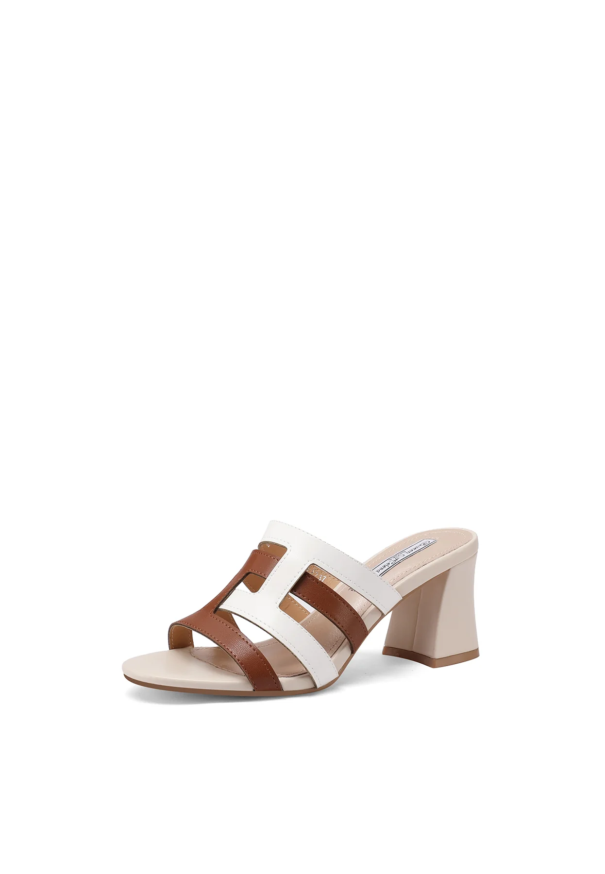 Sandali eleganti a fasce bicolore con tacco medio ZM9682 - Image 17