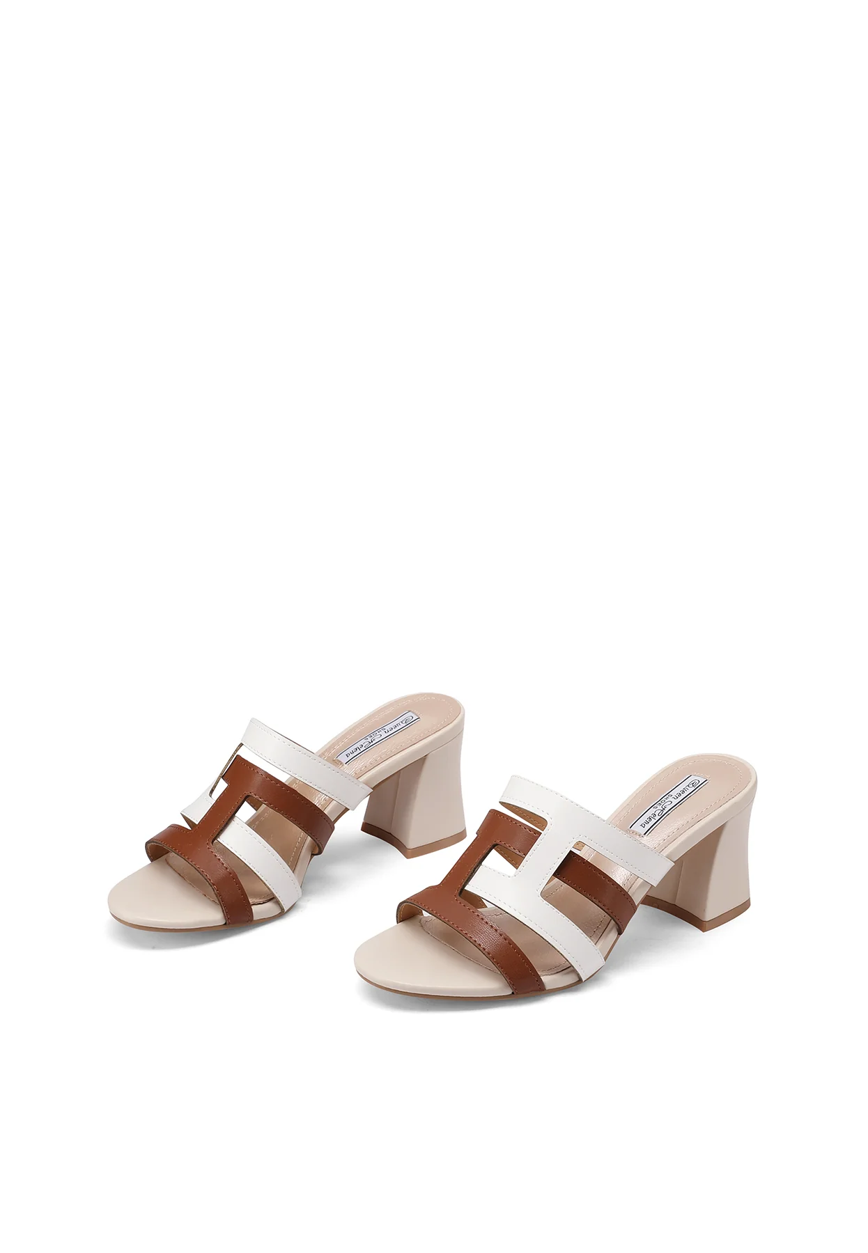 Sandali eleganti a fasce bicolore con tacco medio ZM9682 - Image 18