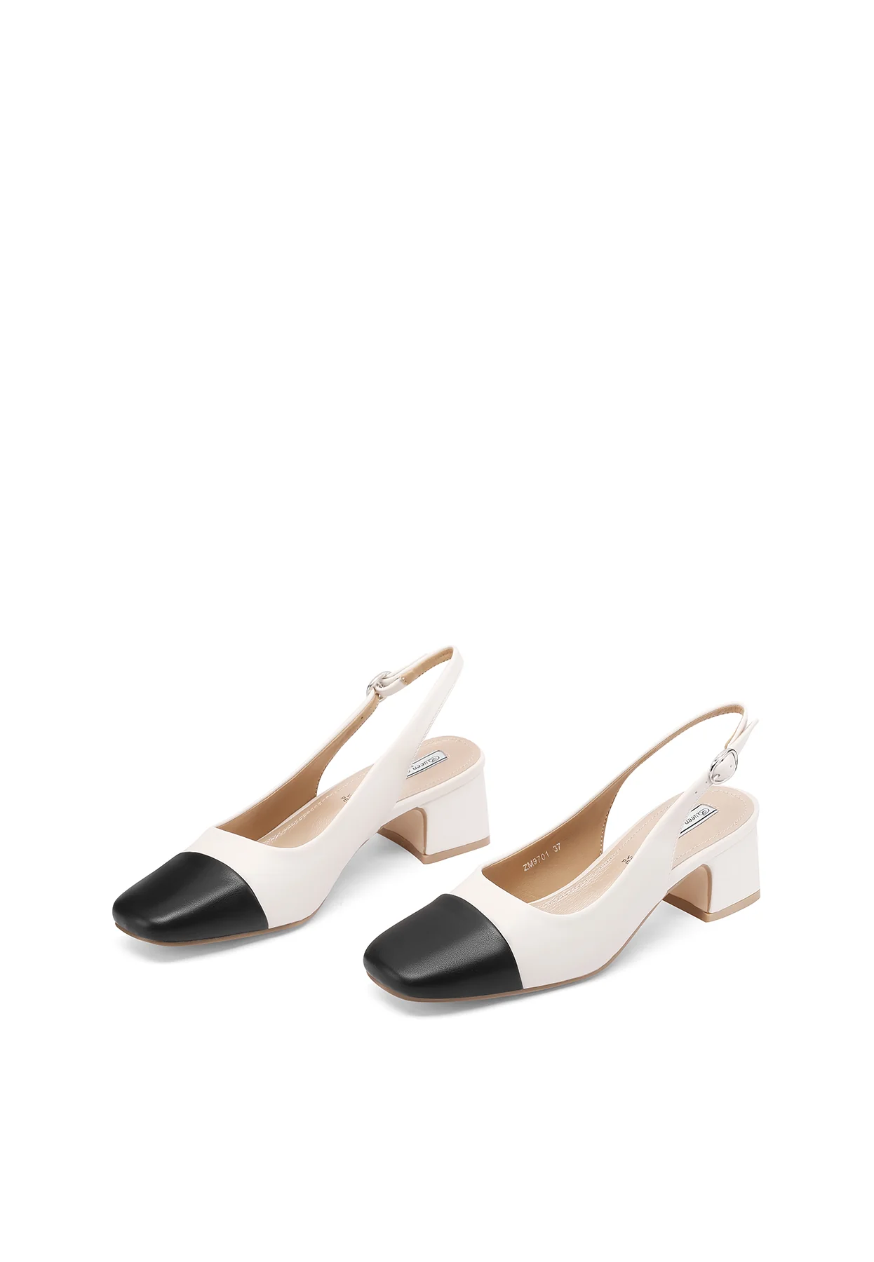 Decollete slingback bicolor con punta a contrasto ZM9701 - Image 12